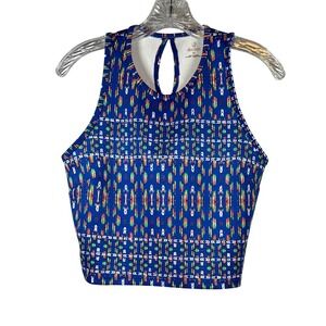 Decree Cropped Tank, Geometric Tribal Print, Size Medium